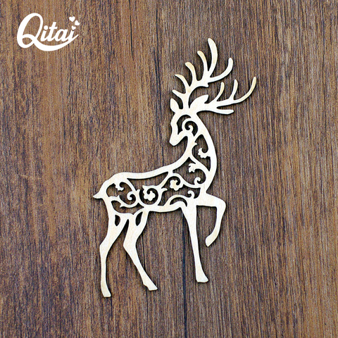 QITAI 12Pcs/Lot Cute Animal Shape small deer Wooden Decoration accessories DIY scrapbooking Laser Cut Wood Wedding party WF285 ► Photo 1/5