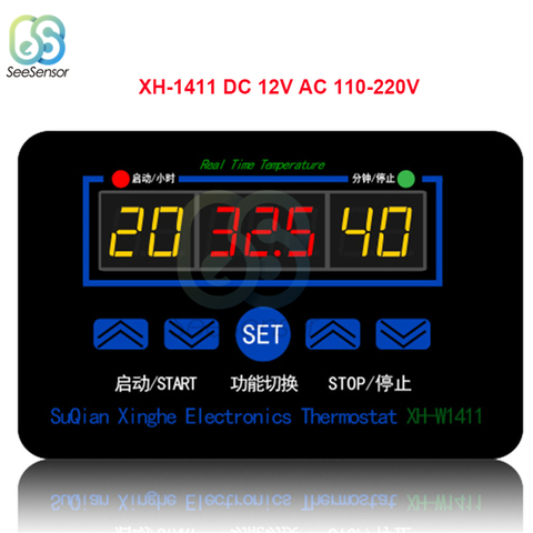 XH-W1411 W1411 AC 220V DC 12V 10A LED Digital Temperature Controller Thermostat Control Switch Sensor For Greenhouses Aquatic ► Photo 1/6