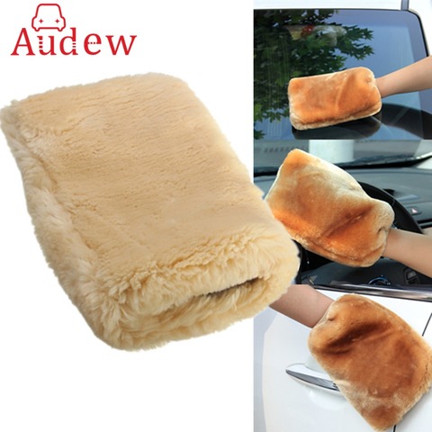 1Piece 24 x 16cm Lambswool Wash Mitt Soft Sheepskin Car Cleaning Gloves  ► Photo 1/6