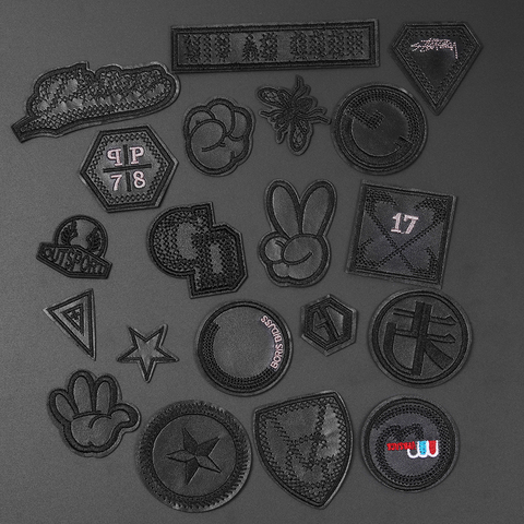 New Black Leather Yeah Star Number Embroidered Patches for Clothes Iron on Clothes Jacket Shoes Appliques Badge Stripe Sticker ► Photo 1/6