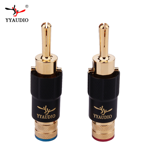 4Pcs High Quality New Copper YYAUDIO Speaker Cable Banana Plug with Lock Speaker Amplifier Connector ► Photo 1/6
