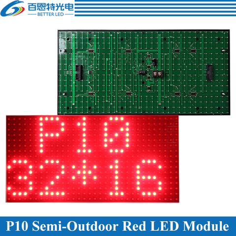 320*160mm 32*16pixels Semi-Outdoor P10 Red/White/Yellow/Green/Blue Single color LED display module ► Photo 1/6