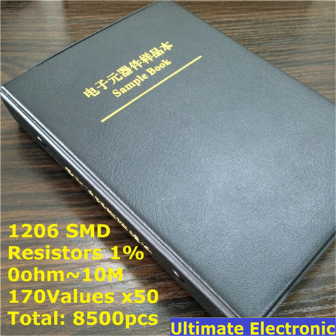 1206 1% SMD Resistor Sample Book 170values*50pcs=8500pcs 0ohm to 10M 1% 1/4W Chip Resistor Assorted Kit ► Photo 1/2