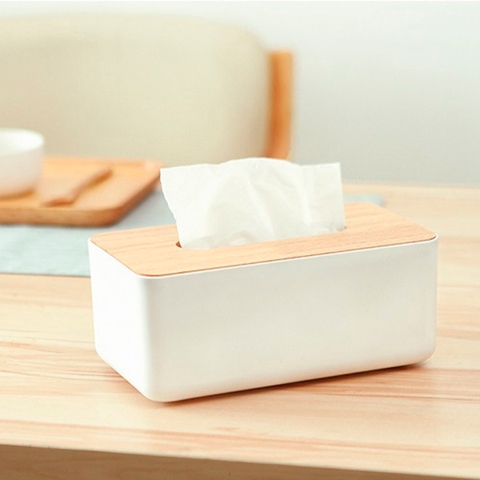 Tissue Box Dispenser Wooden Cover Paper Storage Holder Napkin Case Organizer Household ► Photo 1/6