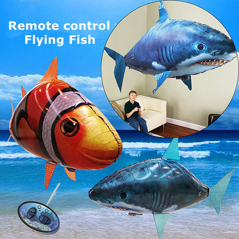 1PCS Remote Control Flying Air Shark Toy Clown Fish Balloons RC Helicopter Robot Gift For Kids Inflatable With Helium Fish plane ► Photo 1/6
