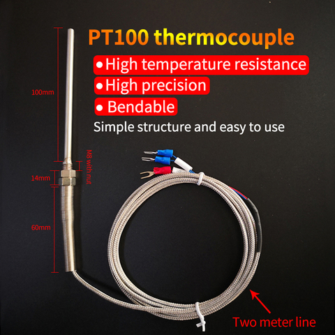 k & PT100 type Thermocouple Probe  3-Wire M8 Thread Temperature Sensor For Thermostat REX-C100 ► Photo 1/6