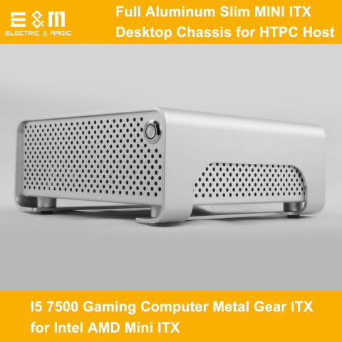 Full Aluminum Slim MINI ITX Desktop Chassis for HTPC Host I5 7500 Gaming Computer Metal Gear ITX for Intel AMD Mini ITX ► Photo 1/1