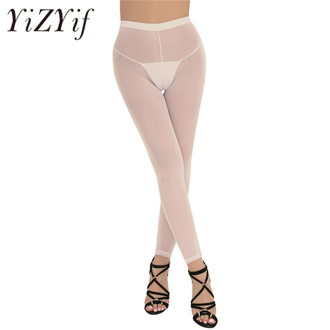 2022 Sexy Women Soft Slim Cut Breathable Lingerie See-through Sheer Mesh Thin Leggings Pants Trousers Women's Lingerie Leggings ► Photo 1/6