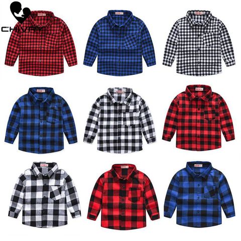 Spring Autumn 2022 New Boys Long Sleeve Classic Plaid Lapel Shirts Tops with Pocket Baby Boys Casual Shirt Kids Clothing ► Photo 1/6