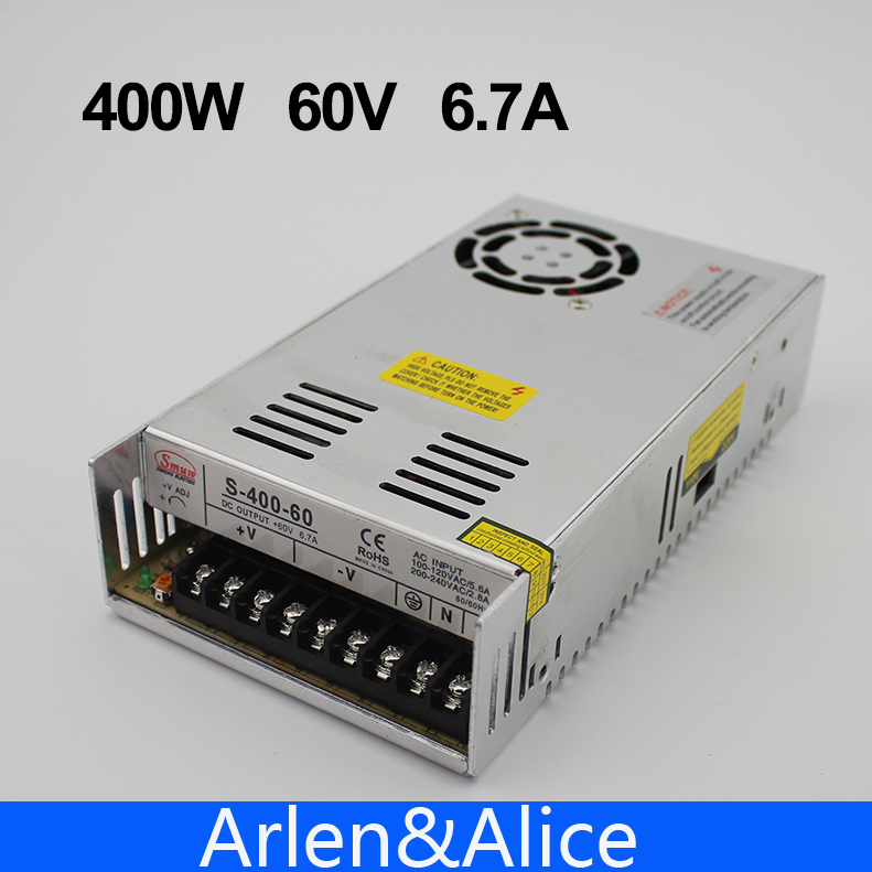400W 60V 6.7A Switching Power Supply Single Output Driver Adapter LED Light 