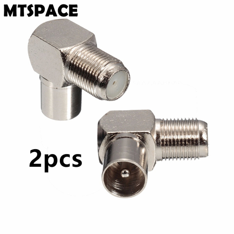 MTSPACE 2pcs/Set Aluminium Alloy Right Angle TV Aerial Antenna Plug Connector Adapter Plug To Socket Coax Cable ► Photo 1/6
