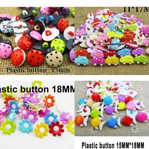 100PCS 15MM colors Dyed Plastic ladybird buttons coat boots sewing decoration clothes accessory toy butterfly button brand P-122 ► Photo 1/6