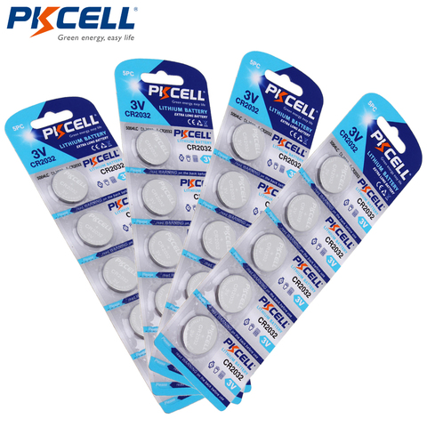 20pcs/4cards PKCELL Bateria CR2032 3V Lithium Button Battery BR2032 DL2032 ECR2032 CR 2032 Lithium Batteries For Toys Watches ► Photo 1/6