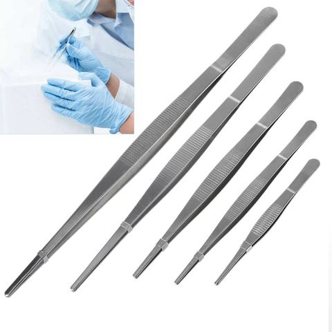 3pc/Set Toothed Tweezers Barbecue Stainless Steel Long Food Tongs Straight Home Medical Tweezer Garden Kitchen BBQ Tool ► Photo 1/6