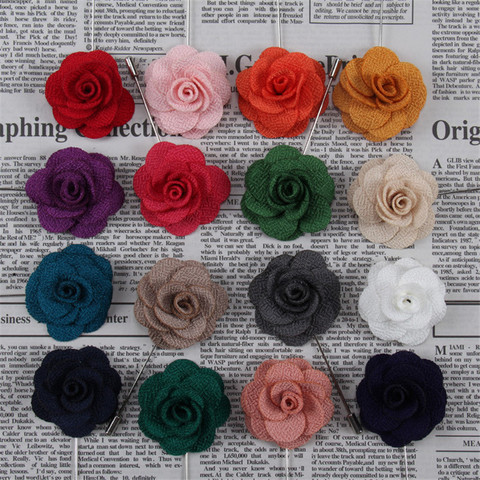 Fabric Rose Flower Brooches Men/Women Brooch Pins Suits Decoration Lapel Pins For Men Brooch for Suits Accessories 18 Color ► Photo 1/5
