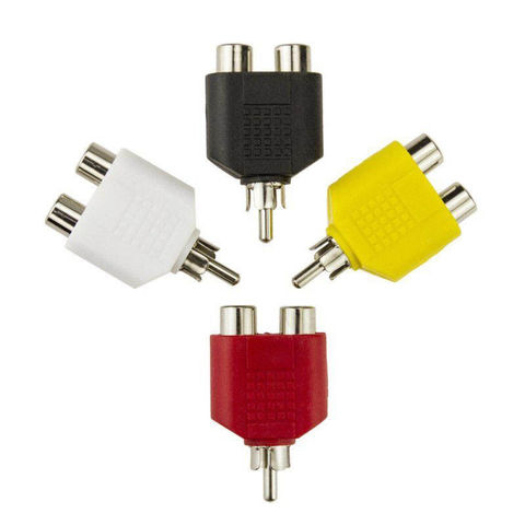 4 Pcs/lot RCA Y Splitter AV Audio Video Plug Converter 1 Male to 2 Female Adapter Kit Lotus Color AV Jack  RCA Plug To Double ► Photo 1/3