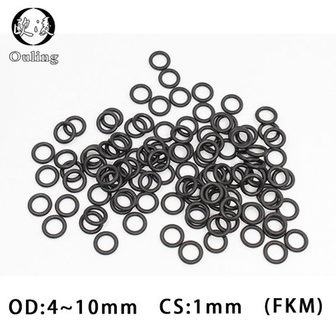 10PCS/lot Fluorine rubber Ring Black FKM O ring Seal 1mm Thickness OD4/5/6/7/8/9/10mm Rubber O-Ring Seal Gasket Oil Ring Washer ► Photo 1/6