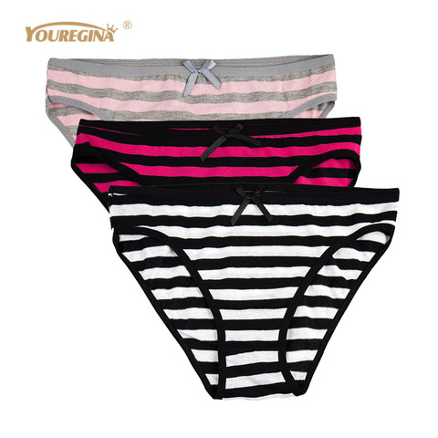 YOUREGINA Sexy Striped Woman Underwear Cotton Seamless Panties Briefs Plus Size Intimates for Women Knickers Ladies 3pcs/lot ► Photo 1/6