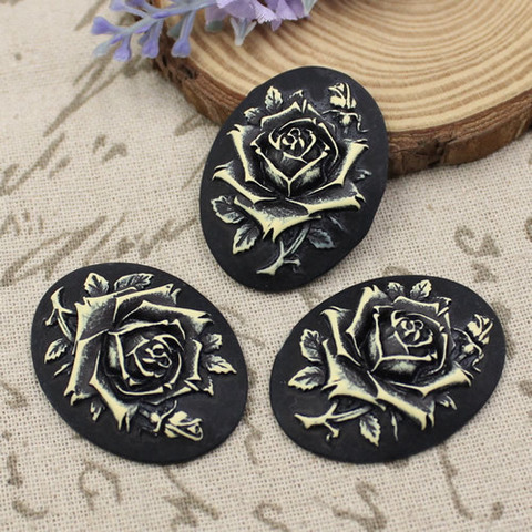 29*38mm Flat Back Resin Rose Flower Cameos Cabochons For Blank Base Tray Settings Jewelry Pendant Necklace DIY-Accessories 10pcs ► Photo 1/1