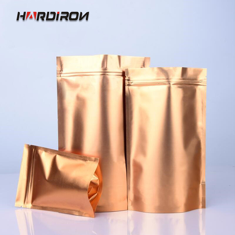 HARDIRON Gold Color Stand Up Aluminum Foil Bag Zip lock Bag Food Tea Coffee Packaging Bags pouches ► Photo 1/6