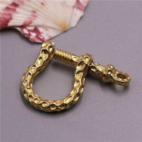 Solid brass D bow shackle key chain ring Fob clip connecting hook Leather craft DIY accessories ► Photo 1/6