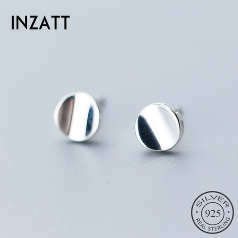INZATT Geometric Round Glossy Minimalist Stud Earrings Fashion 925 Sterling Silver Fine Jewelry For Women Party Gift ► Photo 1/5