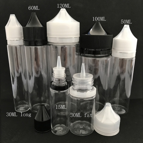 100pcs Empty Fat E Liquid Bottle 10ml 15ml 30ml 50ml 60ml PET Pen Shape Plastic Dropper Bottle for E juice Nail Gel ► Photo 1/6