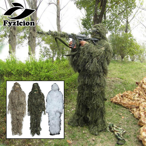Hunting Woodland Camo Sniper Ghillie Suit Blind Sniper Scope Mount Camouflage Clothing 3D camouflage Tree Stand set ► Photo 1/6