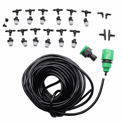 1 Sets Fog Nozzles irrigation system Portable Misting Automatic Watering 10m Garden hose Spray head with 4/7mm tee and connector ► Photo 1/6