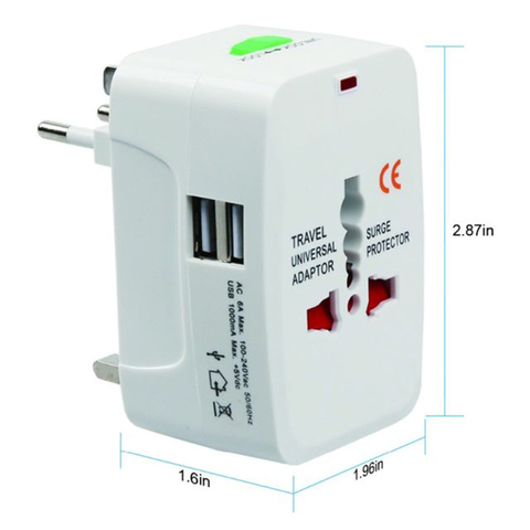 USBO Multifuntion 5V 1A 2USB Universal Travel adapter plug AC Charger for Kr AU US UK EU converter Plug Adaptor CE White Black ► Photo 1/6