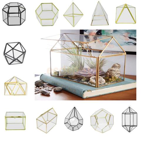 MagiDeal Various Irregular Glass Geometric Succulent Planter Vase Terrarium Container Tabletop Pot DIY Home Office Wedding Decor ► Photo 1/6