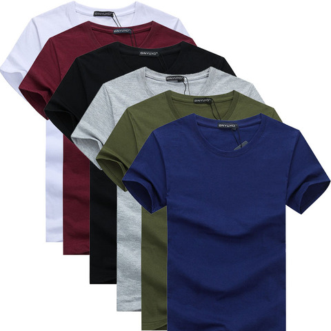 6pcs  2022 Simple creative design line solid color cotton T Shirts Men's New Arrival Style Short Sleeve Men t-shirt plus size ► Photo 1/6