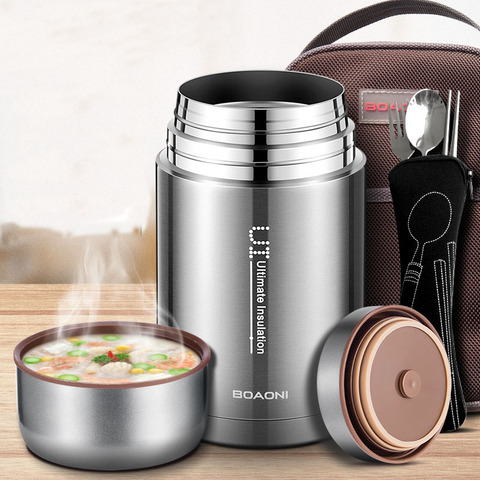 BOAONI 1000ml Food Thermal Jar Vacuum Insulated Soup Thermos Containers  18/8 Stainless Steel Lunch Box with Folding Spoon - Price history & Review, AliExpress Seller - Hi-Q Drinkware Store