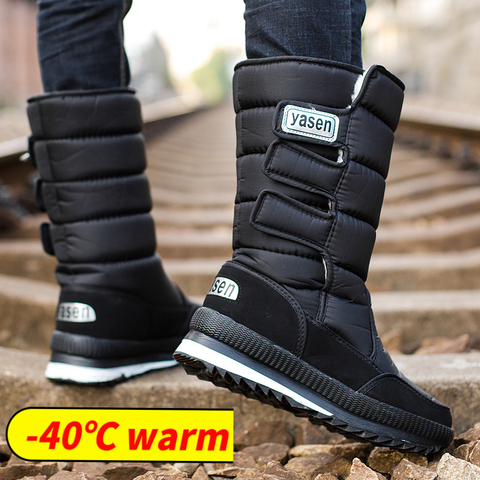 snow boots men waterproof mens winter boots With Fur winter shoes slip-resistant Men Boots platform thick plush warm Plus size ► Photo 1/6