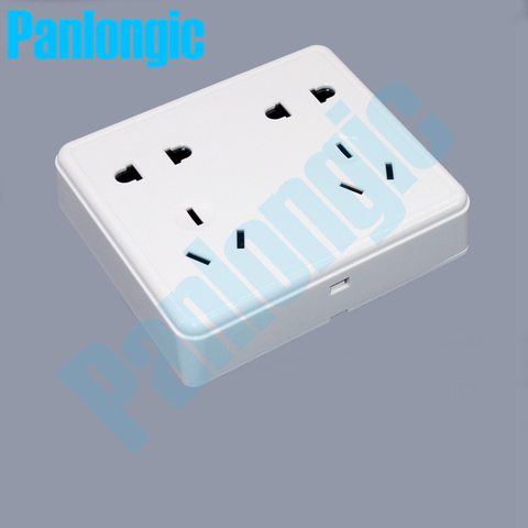 Surface Mounted Pure White 86 Type Wall Socket Panel 10-Pins Outlet Electric 10A Electrical Plugs Sockets 2 Holes And 3 Holes ► Photo 1/5