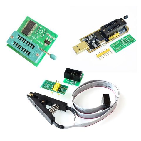 CH341 Series EEPROM Flash BIOS USB SOP8 Test Clip For EEPROM programming+2 adapters 1.8V adapter for Iphone or motherboard ► Photo 1/6