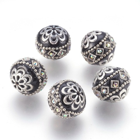 5pcs 20mm Handmade Silver/Gold Indonesia Beads with Metal Findings Round Antique DIY Jewelry Making Necklace Bracelets Supplies ► Photo 1/6
