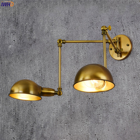 IWHD Copper Adjustable Vintage Wall Lamp Antique 2 Heads Wandlamp Retro Loft Industrial Wall Light Edison Sconce Luminaire ► Photo 1/6