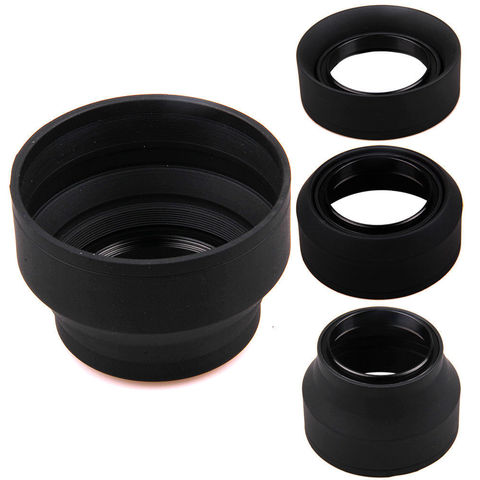 49mm 52mm 58mm 62mm 67mm 72mm 77mm 3-Stage Rubber Lens Hood For Sony Canon Nikon ► Photo 1/4