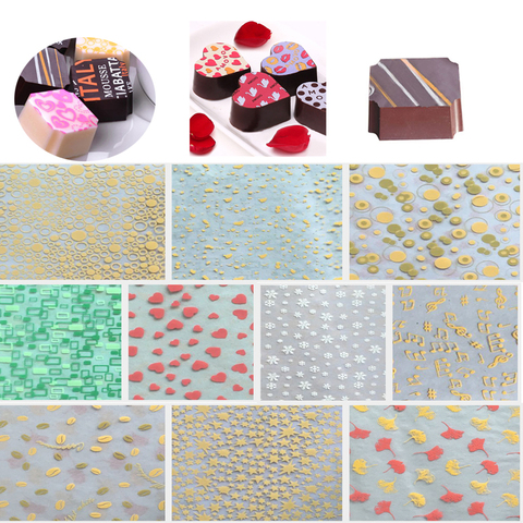 Chocolate Transfer Sheet 10 Pieces Mix Design DIY Decoration Mold Printed Sheets