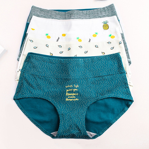 Underwear ladies cotton bottom high waist abdomen cotton quality fabric briefs fruit pineapple ice cream shorts pants Hot ► Photo 1/6