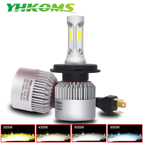 YHKOMS H4 LED Bulb H7 H1 H3 H8 H9 H11 H13 9005 HB3 9006 HB4 880 881 H27 3000K 4300K 8000K Auto Headlamp COB Car Light LED Lamp ► Photo 1/6