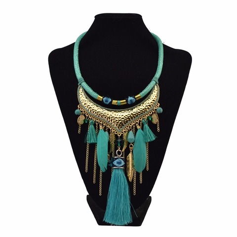 Ethnic Vintage Boho Thread Long Tassel Necklaces For Women Feather Beads Necklace Bohemian Gypsy Turkish Party Jewelry Gift ► Photo 1/6