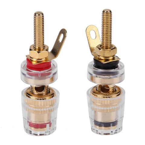 2pcs 4mm Gold Plated Amplifier Speaker Binding Posts Oxidation Resistance Brass Terminal w/ Transparent Shell for Banana Plugs ► Photo 1/6