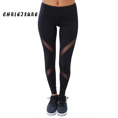 CHRLEISURE Sexy Women Leggings Gothic Insert Mesh Design Trousers Pants Big Size Black Capris Sportswear New Fitness Leggings ► Photo 1/6