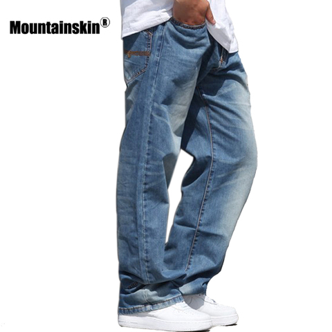 Mountainskin Fashion Men's Jeans Streetwear Retro Denim Jeans Men's Pants Hiphop Old Jeans Male Casual Loose Plus Size JA463 ► Photo 1/5