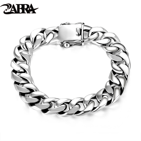 ZABRA Luxury 925 Sterling Silver Bracelets Man High Polish Curb Link Chain Bracelet for Men Vintage Punk Rock Biker Mens Jewelry ► Photo 1/6