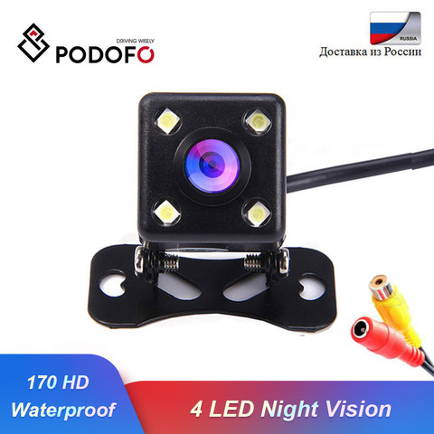 Podofo Car Rear View Camera Universal 4 LED Night Vision Backup Parking Reverse Camera Waterproof 170 Wide Angle HD Color Image ► Photo 1/6