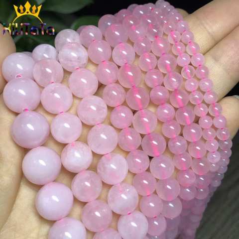 Round Natural Pink Quartz Stone Beads Crystals Loose Spacer Beads For Jewelry Making DIY Bracelet Necklace 15'' 4/6/8/10/12/14mm ► Photo 1/6