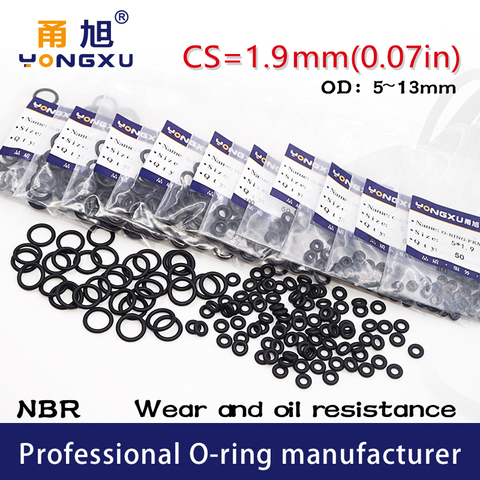 50PC/lot Black NBR Sealing O-Ring CS1.9mm OD5/5.5/6/6.5/7/8/8.5/9/10/10.5/11/11.5/12/13*1.9mm ORing Seal Rubber Gasket Oil Rings ► Photo 1/6